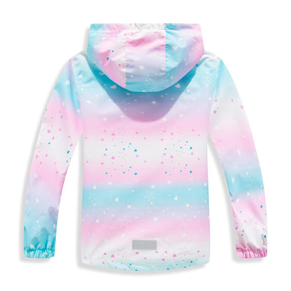 linboo softshell jacket girls' transitional jacket with hood, fleece-lined windbreaker, breathable rain jacket, waterproof outdoor jacket for children 