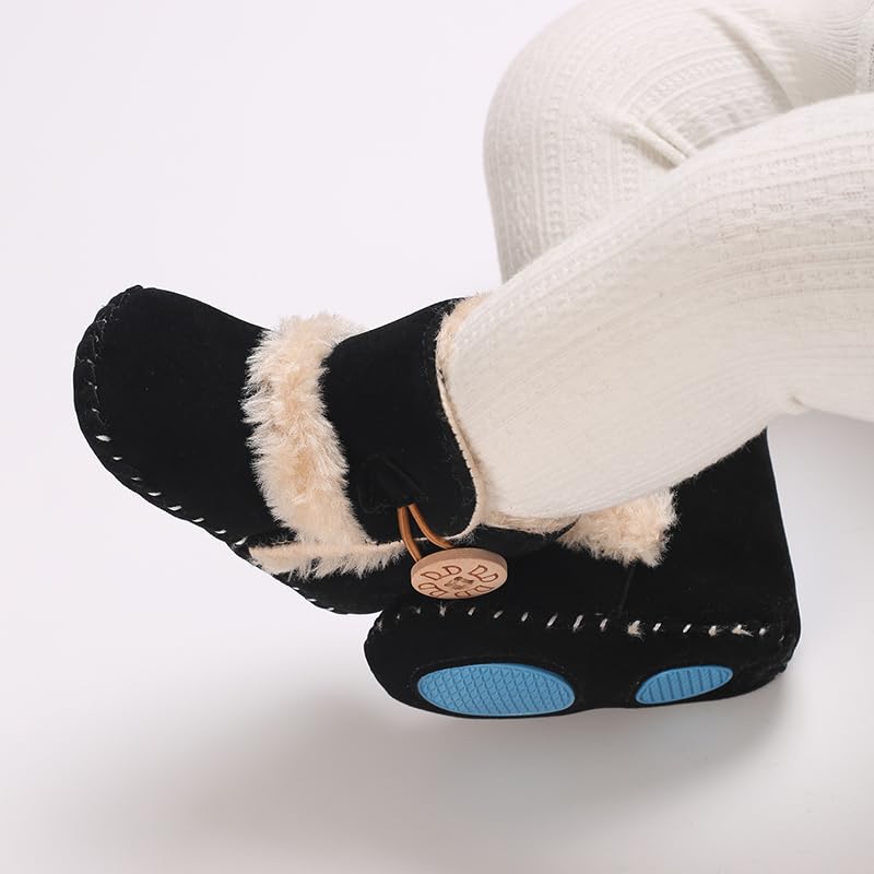 Baby Winter Warm Snow Boots Newborn Baby Girls Boys Soft Sole Buttons Fleece Boots Infant Toddler First Walker Shoes