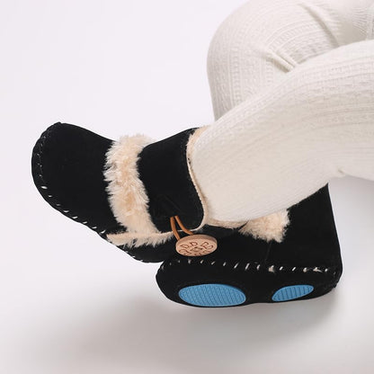 Baby Winter Warm Snow Boots Newborn Baby Girls Boys Soft Sole Buttons Fleece Boots Infant Toddler First Walker Shoes