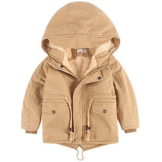 amropi Children's Boys Hooded Jacket with Fleece Lining Coat Parka Jacket Outerwear for 3-10 Years