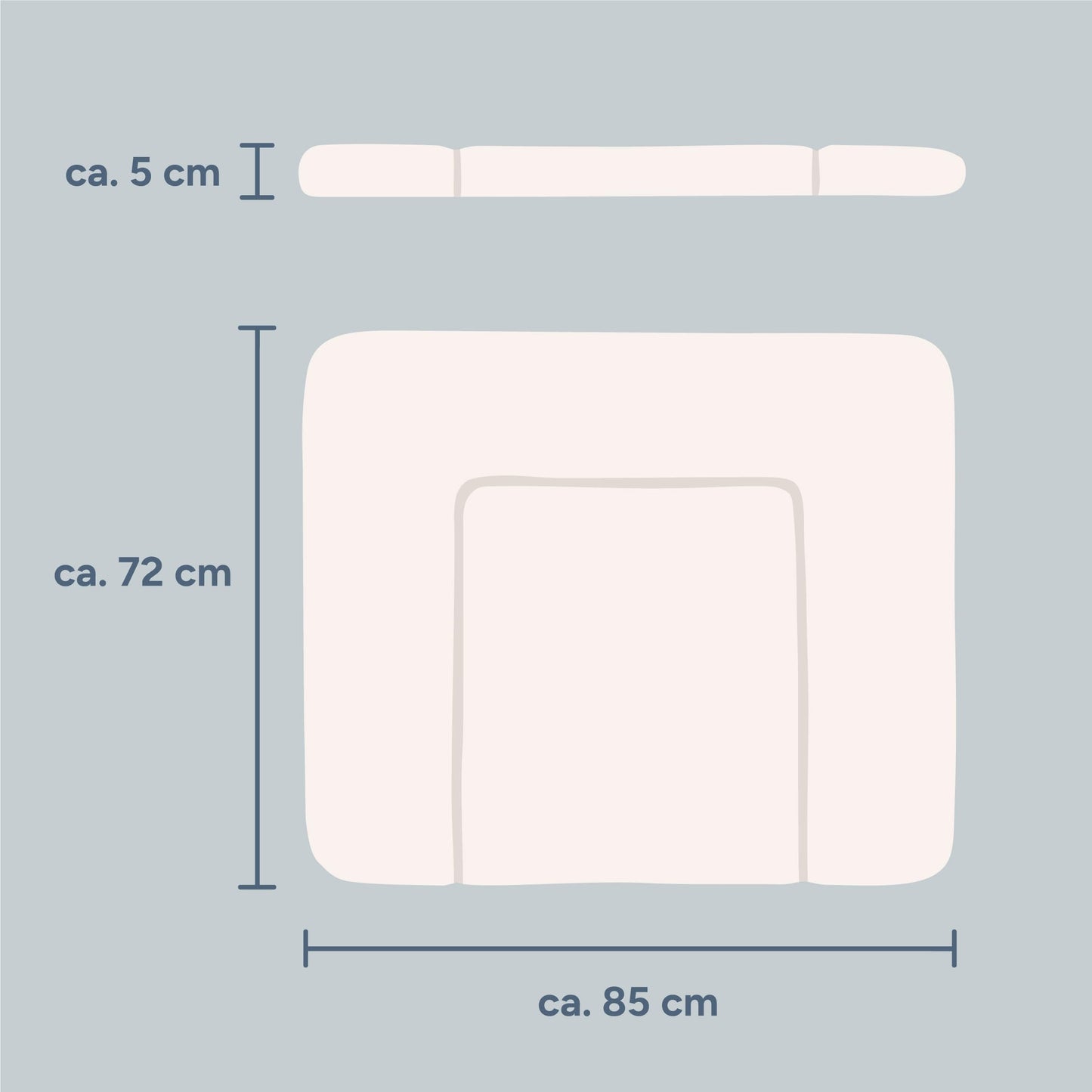 Ehrenkind® Washable Changing Mat – Hygienic, Safe and Versatile in Rose Pink – Changing Mat 72 x 85 cm – Changing Mat, Washable Table Changing Mat