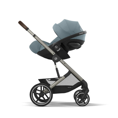 CYBEX Gold Babyschale Cloud G i-Size Comfort, Inkl. Neugeboreneneinlage, Ab Geburt bis ca. 24 Monate, Für Kinder ab 40 cm bis 87 cm, Max. 13 kg, Moon Black - Meloni2