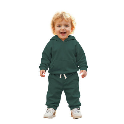 BOUTIKOME Baby Clothing Boys Girls Outfits Newborn Baby Clothing Hoodie and Trousers Two Piece Set with Hood Warm Soft Long Sleeve Shirt Plain Children's Hoodie 