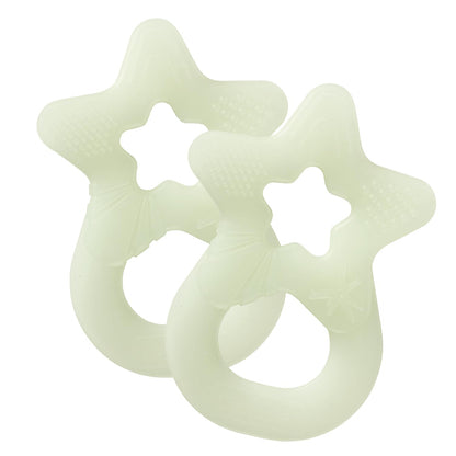 Dentistar Beißring 2er-Set – Teether für Babys & Kleinkinder ab 3 Monate – Baby Beißring mit Griff aus weichem Material zur Zahnungshilfe & Massage – Made in Germany – Pink & Lila