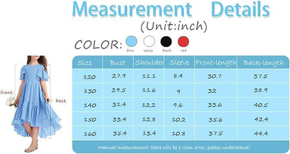 Haloumoning Mädchen Sommerkleid V-Ausschnitt Rüschenkleider Casual A Line Kleid Flowy Hoch Niedrig Lang Partykleid Elegant Langes Abendkleid