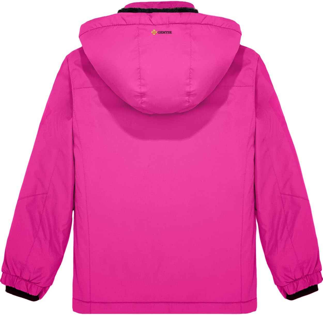 Gemyse Boys' Waterproof Ski Jacket, Windproof Fleece Jacket, Outdoor Winter Jacket, Rain Jacket with Hood