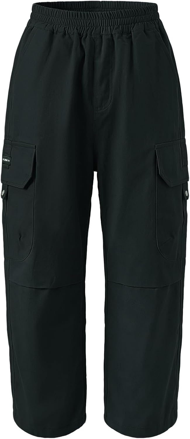Cargohose Jungen Baggy Jogginghose Baumwollhose Kinder Gr.122-170 | Jungs Jogger Hose, Elastische Taille, Cargo Hosen, Weites Bein Freizeithose, mit Taschen, Atmungsaktiv Streetwear Sporthose