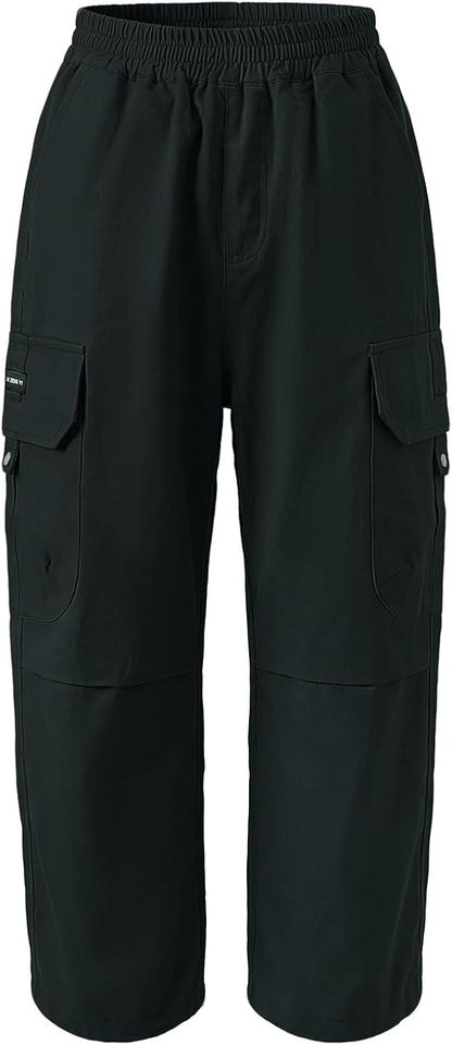 Cargohose Jungen Baggy Jogginghose Baumwollhose Kinder Gr.122-170 | Jungs Jogger Hose, Elastische Taille, Cargo Hosen, Weites Bein Freizeithose, mit Taschen, Atmungsaktiv Streetwear Sporthose