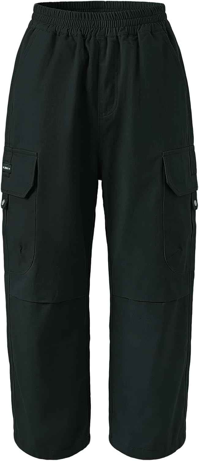 Cargohose Jungen Baggy Jogginghose Baumwollhose Kinder Gr.122-170 | Jungs Jogger Hose, Elastische Taille, Cargo Hosen, Weites Bein Freizeithose, mit Taschen, Atmungsaktiv Streetwear Sporthose