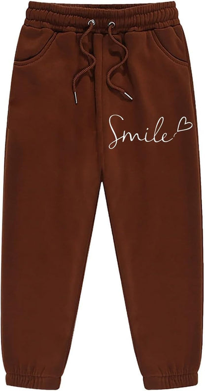 Mädchen 2-teiliges Outfit Herbst Hoodie Lächeln Sweatsuit Sets Kinder 2025 mit Kapuze Ausgehen Sweatanzüge Sweatshirt mit Taschen Grafik Langarm Brief Kordelzug Sweatsuits Sets