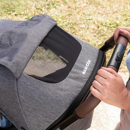 Maxi-Cosi Eva3 Pushchair, 0-4 Years, 0-22 kg, Baby Pram, Lightweight and Compact, Flat Reclining Position, 3 Reclining Positions, Automatic with 1 Hand Folding, Carry Strap, Select Grey
