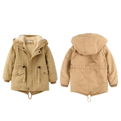 linboo Children's Winter Jacket Boys Girls Warm Lined Blouson Hoodie Thick Coat Parka Baby Winter Coats