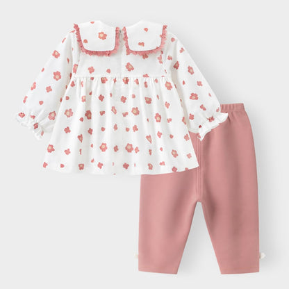 gurcooc Children's Clothing Sets for Baby Girls, Cotton Long Sleeve Dress, Waist and Pants, Soft Baby Clothes Set, 6-30 Months 