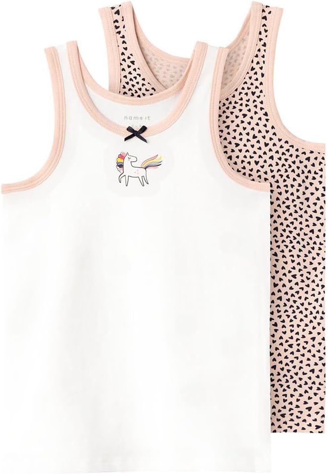 NAME IT Baby-Mädchen NMFTANK TOP Evening Sand Hearts NOOS Unterhemden, 86