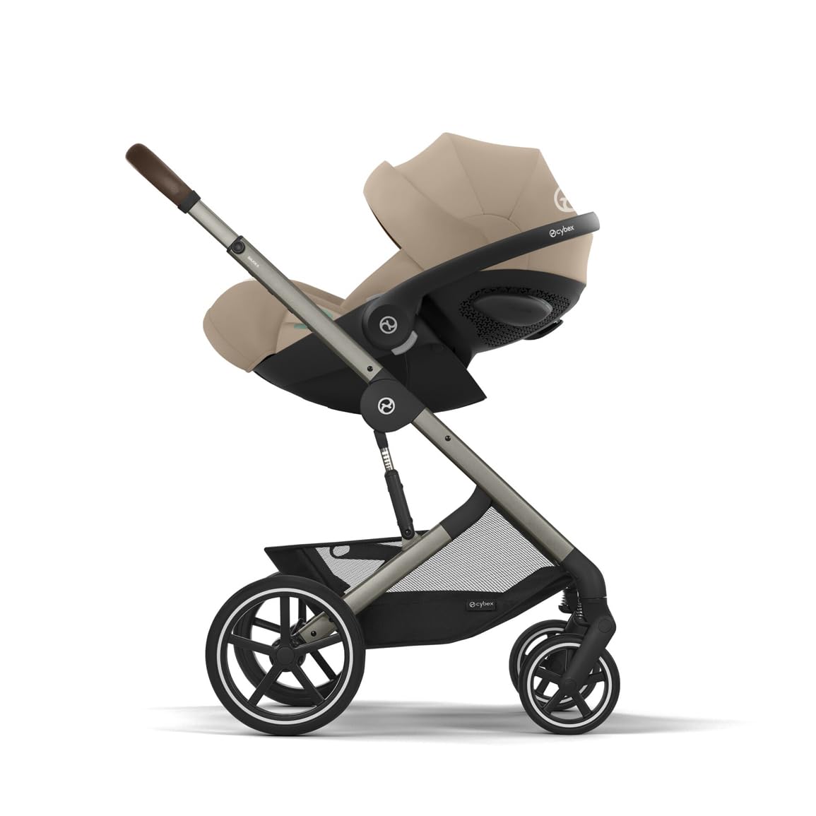 CYBEX Gold Babyschale Cloud G i-Size Comfort, Inkl. Neugeboreneneinlage, Ab Geburt bis ca. 24 Monate, Für Kinder ab 40 cm bis 87 cm, Max. 13 kg, Moon Black - Meloni2