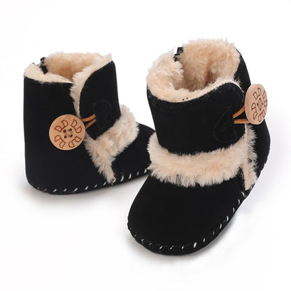 Baby Winter Warm Snow Boots Newborn Baby Girls Boys Soft Sole Buttons Fleece Boots Infant Toddler First Walker Shoes