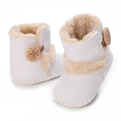 Baby Winter Warm Snow Boots Newborn Baby Girls Boys Soft Sole Buttons Fleece Boots Infant Toddler First Walker Shoes