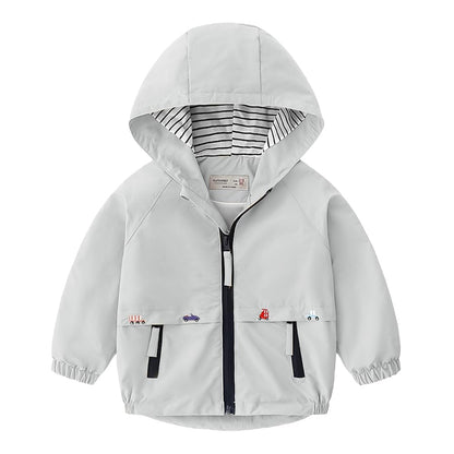 Volunboy Baby Hooded Jackets, Boys Long Sleeve Windproof Coat Cartoon Print Jackets