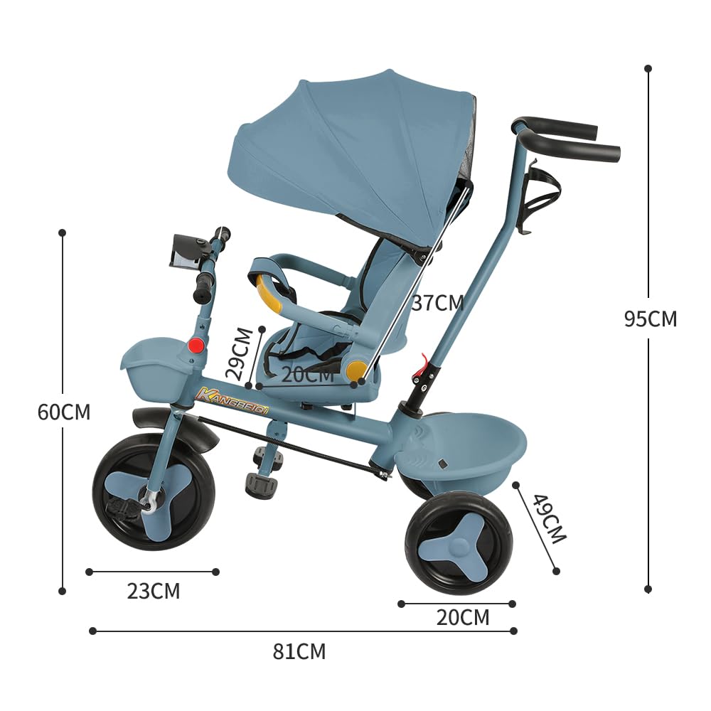 Buggy für Babys, ultraleicht, kompakt, faltbar und neigbar, von Geburt bis 25 kg, mit Trolley-System, Regenschutz inklusive, ausziehbarer Haube, C-schwarz