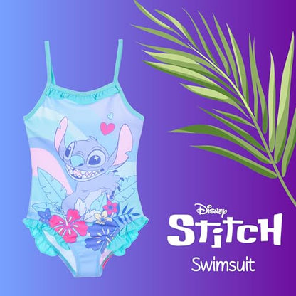 Disney Girls Stitch Swimsuit Rainbow One Piece Swimsuit for Girls Sizes 3 to 8 Years