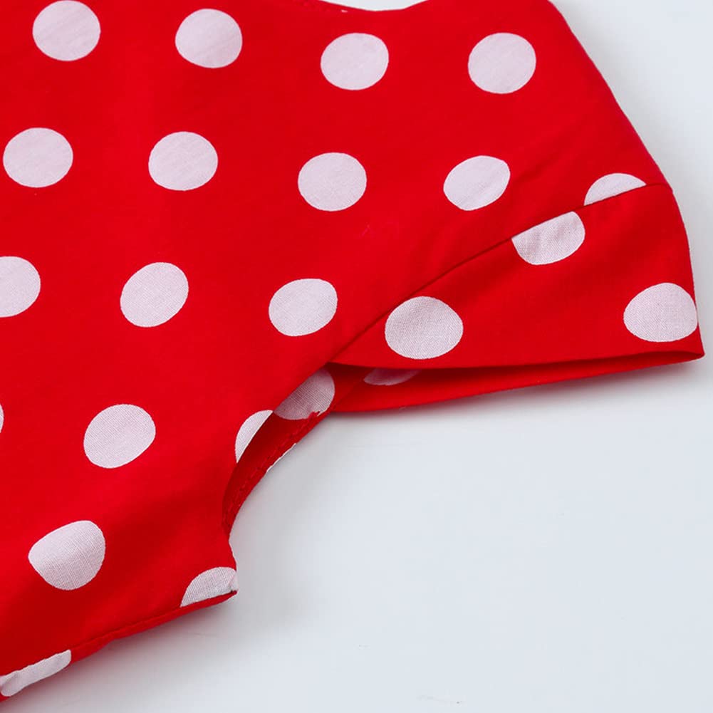 FYMNSI Girls Vintage 1950s Rockabilly Dress Party Dresses Retro Polka Dot Floral Pattern A-Line Party Dresses Pleated Skirt Knee Length for 4-12 Years 