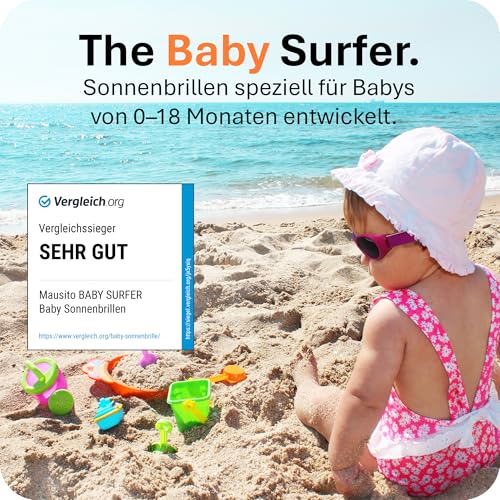 Mausito BABY Sonnenbrille 0-18 Monate Mädchen I VERGLEICHSSIEGER Sonnenbrille Baby 100% UV-Schutz I BIEGSAM & verstellbares Band I Schadstofffrei I Europäisches Design für Kinder gemacht