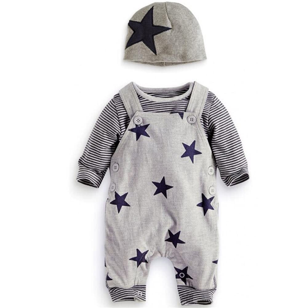 SFreeBo Baby Boys Clothing 3 Pieces Winter Baby Clothing Outfit Set Long Sleeve Cotton Striped Newborn Baby Clothing Boys 3-18 Months