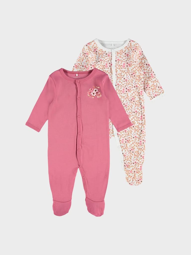 NAME IT Baby Mädchen Schlafanzug 2er-Pack mit Füßen