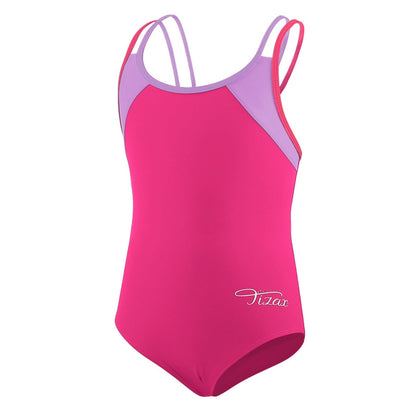 TIZAX Girls' One Piece Swimsuit Back Cross Multi Straps Kids Swimwear UPF 50+ Quick Drying Beach Bikini Swimwear