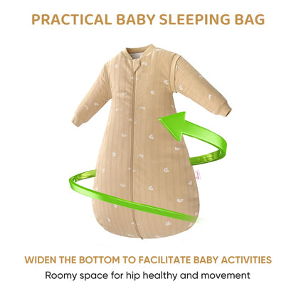 amo nenes Baby Sleeping Bag 2.5 TOG, Baby Autumn Winter Long Sleeve Sleeping Bag, 100% Cotton, Removable Sleeves, Length 72 cm, 0-6 Months (Blue)