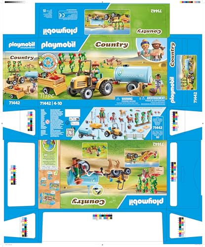 PLAYMOBIL Country 71442 Traktor mit Anhänger und Wassertank, frische Ernte auf dem Bauernhof, spielerisches Lernen über die Umwelt, nachhaltiges Spielzeug für Kinder ab 4 Jahren