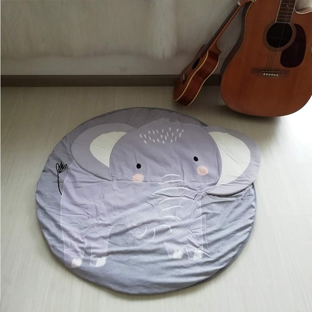 Queta Krabbeldecke Kuscheldecke aus Baumwolle Weiche Schlafteppich Cartoon Baby Spielmatte Kinderteppich Spieldecke 90cm (Elefant) - Meloni2