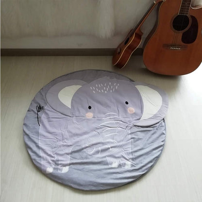Queta Krabbeldecke Kuscheldecke aus Baumwolle Weiche Schlafteppich Cartoon Baby Spielmatte Kinderteppich Spieldecke 90cm (Elefant) - Meloni2