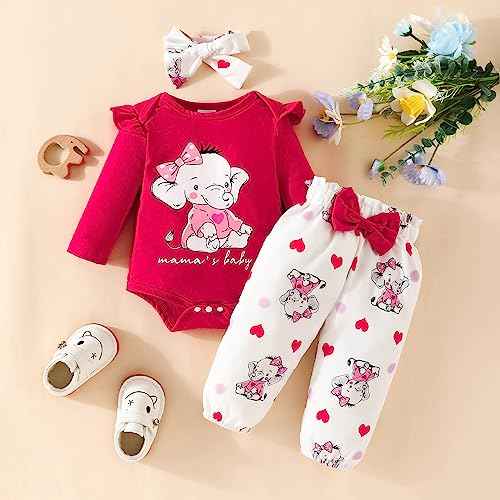 Toddler Girls Long Sleeve Cartoon Prints Romper Body Trousers Headbands Outfits Baby Clothing 6 Months Boy Baby Things For Girls