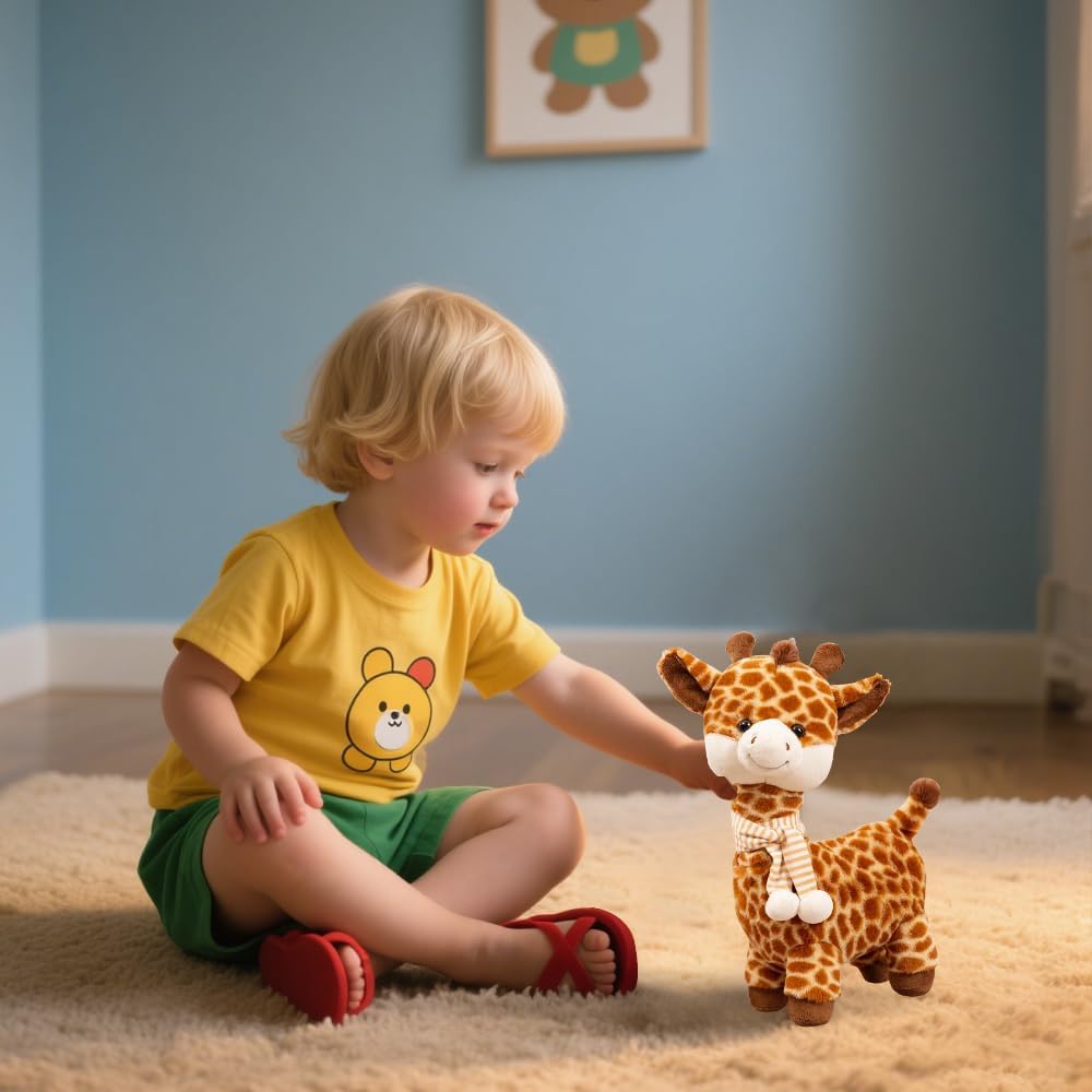 WDKXCN Giraffe Kuscheltier, 30CM Giraffe Puppe, Plüschtiere Giraffen mit Nschal Langer Hals, Giraffen Kuscheltiere Süß Geburtstagsgeschenk für Kinder