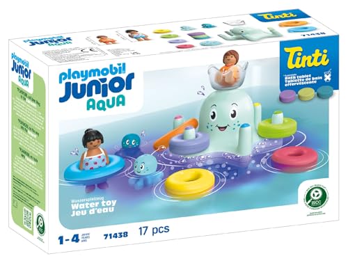 PLAYMOBIL JUNIOR Aqua | Tinti | Buntes U-Boot | nachhaltiges Badewannenspielzeug | Für Kinder ab 1 Jahr | inkl. 3 verschiedenfarbigen Badetabs | 71440