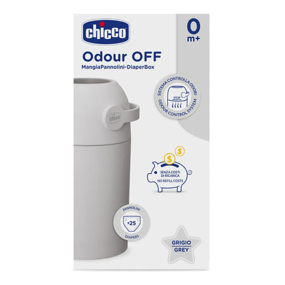 Chicco Windeleimer Odour Off, geruchsdichtes System, platzsparender Baby Windeleimer mit Deckel, einfach zu benutzen und zu reinigen, Ohne Nachfüllkassetten, funktioniert mit herkömmlichen Tüten
