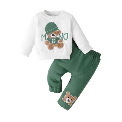 Toddler Baby Boys Outfit Colour Block Letter Print Sweatshirt Top + Plain Trousers Baby Autumn Spring 2-Piece Clothing Set