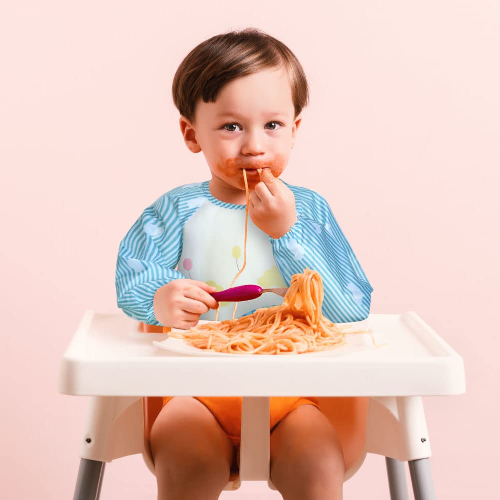Vicloon Baby Lätzchen mit Lange Ärmeln,3PCS Ärmellätzchen Wasserdicht,Süßer Tierstil Baby Bibs Set für Essen Kunst Handwerk Malerei Bemalen Spielen für 6-24 Monaten