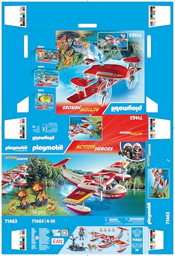 PLAYMOBIL Action Heroes 71464 Fire Boat with Aqua Scooter, Exciting Water Rescue, Includes Diving Goggles, Flippers and Life Jacket, Realistic Toy for Children from 4 Years