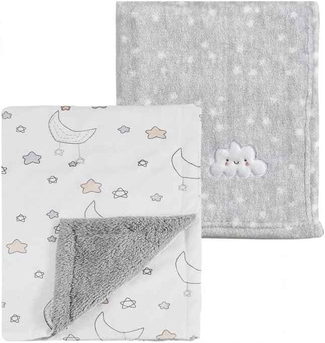 CREVENT Kleine Flauschige warme Baby-Überwurfdecke für Jungen, Kleinkinder, Kinderbett, Kinderwagen, 75 cm x 100 cm, graue Wolke