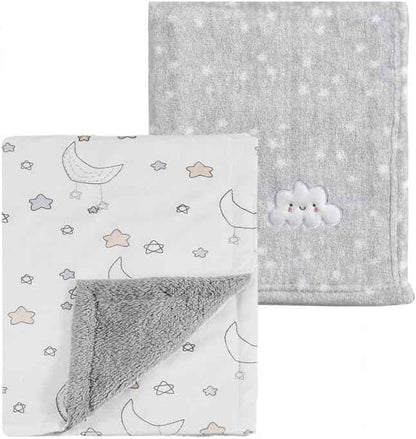 CREVENT Kleine Flauschige warme Baby-Überwurfdecke für Jungen, Kleinkinder, Kinderbett, Kinderwagen, 75 cm x 100 cm, graue Wolke