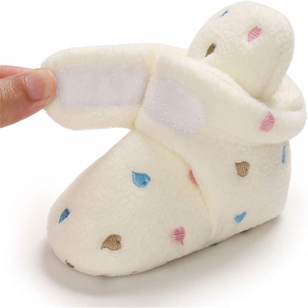 EDOTON Unisex-Baby Neugeborenes Fleece Booties, Baby Jungen Mädchen Weiche Sohlen Streifen Bootie Kleinkind Stiefel Niedlich Stiefel Socke Einstellbar