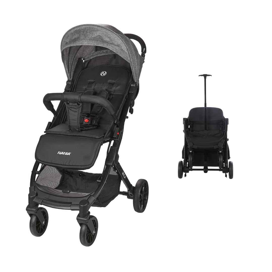 Nania Myla, kompakter Buggy, Kinderwagen 0 bis 4 Jahre (22 kg max), leicht (7,5 kg), Stadtwagen, mit einer Hand in Liegeposition neigbar, großer Aufbewahrungskorb, mit Transporttrolley