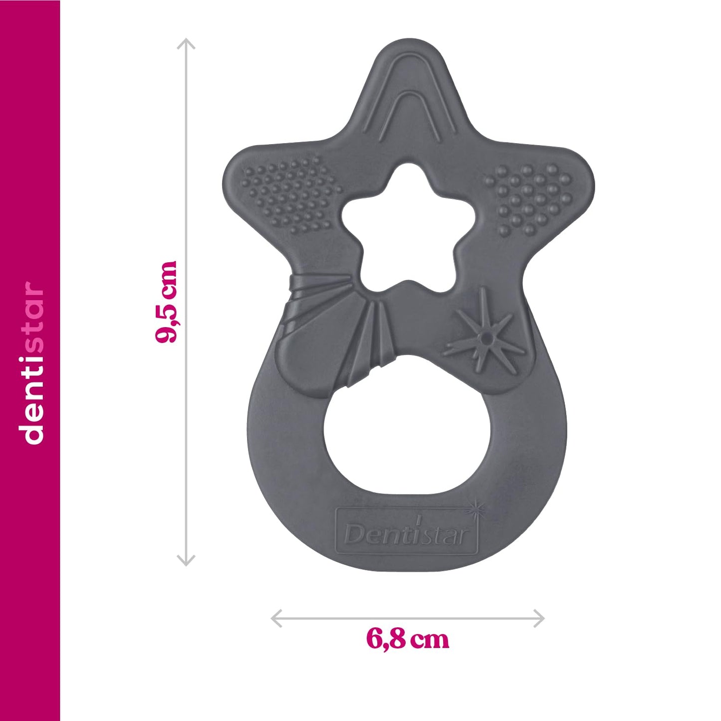Dentistar Beißring 2er-Set – Teether für Babys & Kleinkinder ab 3 Monate – Baby Beißring mit Griff aus weichem Material zur Zahnungshilfe & Massage – Made in Germany – Pink & Lila