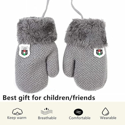 AVJERA 1-3 Jahre Baby Winter Handschuhe Kinder Gestrickte Fäustlinge Warm Verdickte Kinderhandsche Fausthandschuh mit Schnur Outdoor Weich Winterhandschuhe Skihandschuhe Handwärmer für Jungen Mädchen