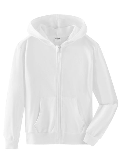Spring&Gege Jungen Hoodie Sweatjacke Basic Einfarbig Baumwoll Kapuzenjacke für Kinder（3-12 Jahre）