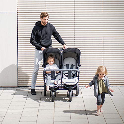 Hauck Roadster Duo SLX Sibling/Twin Pushchair for Babies and Toddlers - Side by Side - Can be used from Birth (with Carry Case) - Slim and Quick Folding