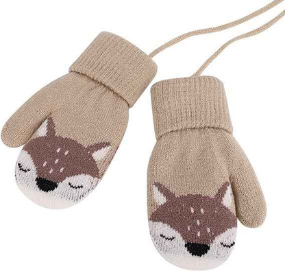 0-3 Jahre Baby Winter Handschuhe Kinder Gestrickte Fäustlinge Warme Fleece Gefütterte Handschuhe Fausthandschuh mit Schnur Outdoor Weich Winterhandschuhe Skihandschuhe Handwärmer für Jungen Mädchen