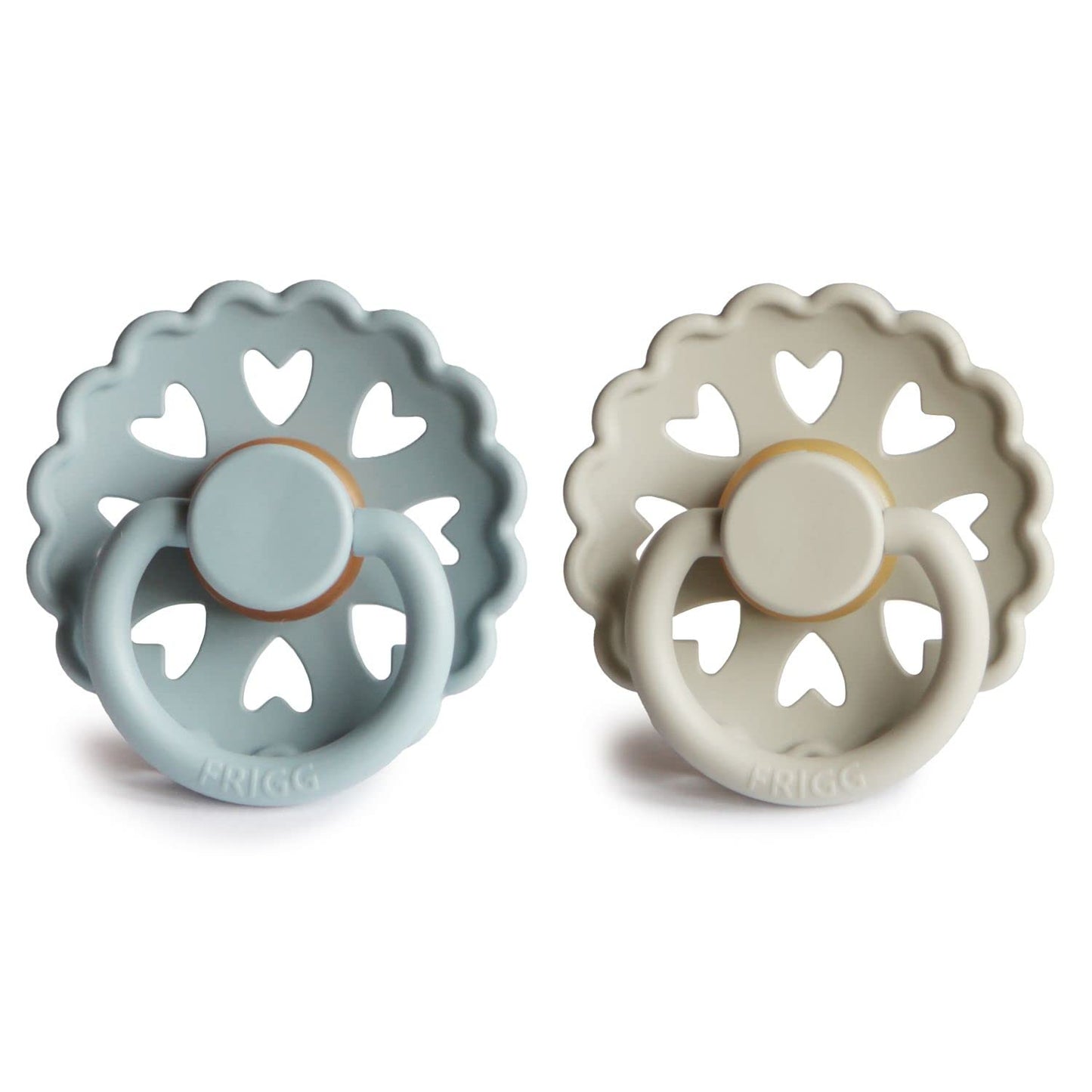 FRIGG Fairytale Schnuller 2 Packung | Latex Schnuller | BPA-Frei | Hergestellt in Dänemark | Symmetrischer Sauger in Kirschform (Twilight Mauve/Primrose, Größe 1 (0-6 Monate))